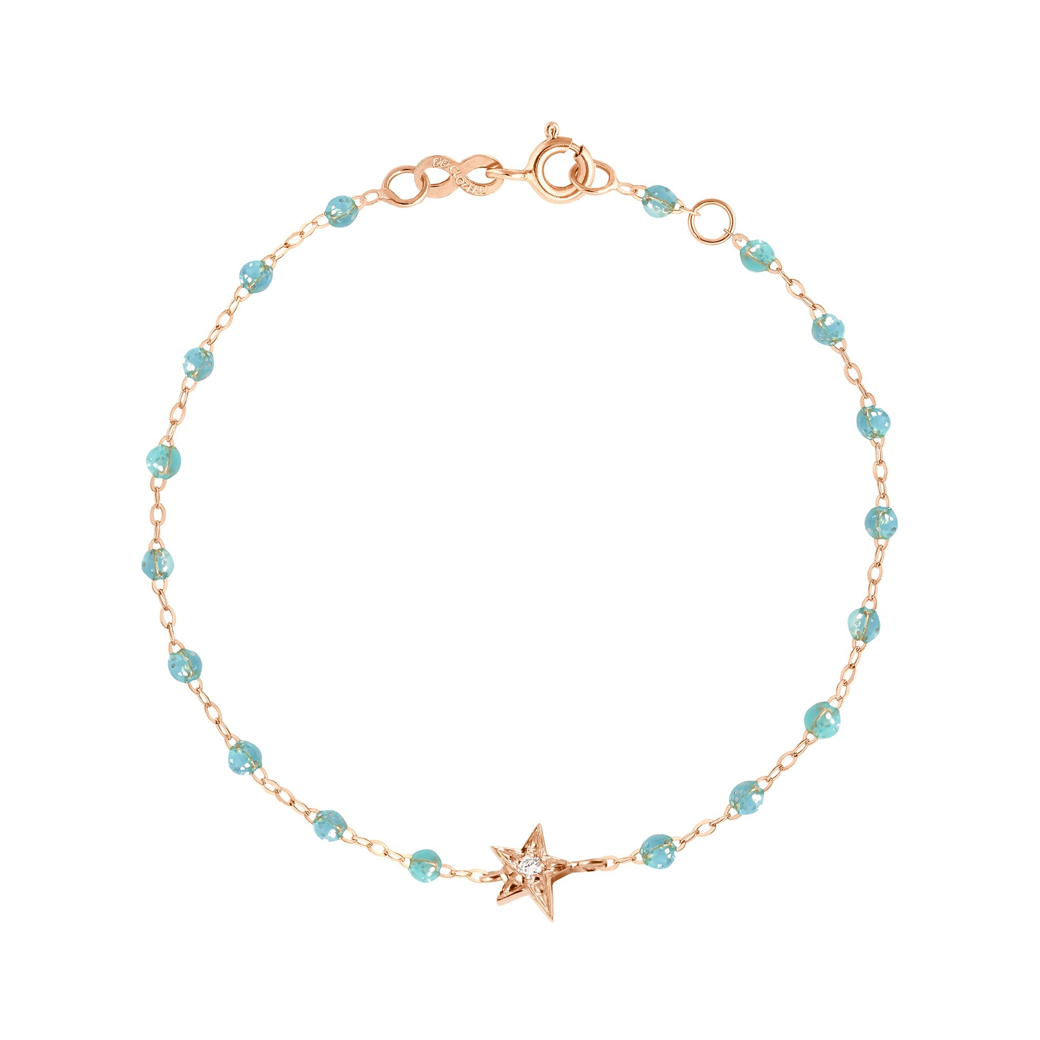 Gigi Clozeau - Bracelet aqua Etoile diamant, or rose, 17 cm