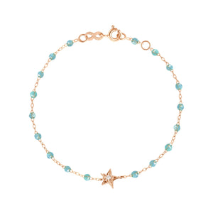 Gigi Clozeau - Bracelet aqua Etoile diamant, or rose, 17 cm