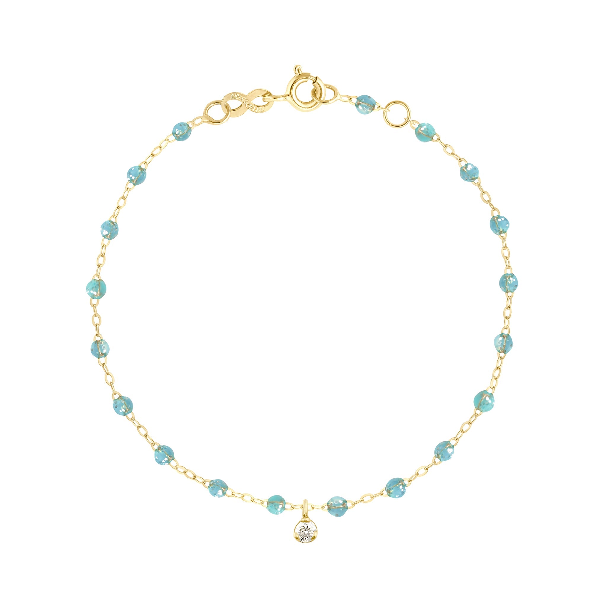 Gigi Clozeau - Bracelet aqua Gigi Suprême, or jaune, 1 diamant, 17 cm