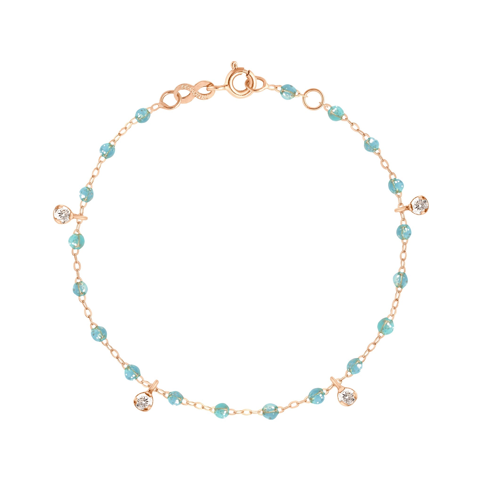 Gigi Clozeau - Bracelet aqua Gigi Suprême, or rose, 4 diamants, 17 cm