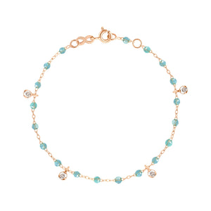 Gigi Clozeau - Bracelet aqua Gigi Suprême, or rose, 4 diamants, 17 cm