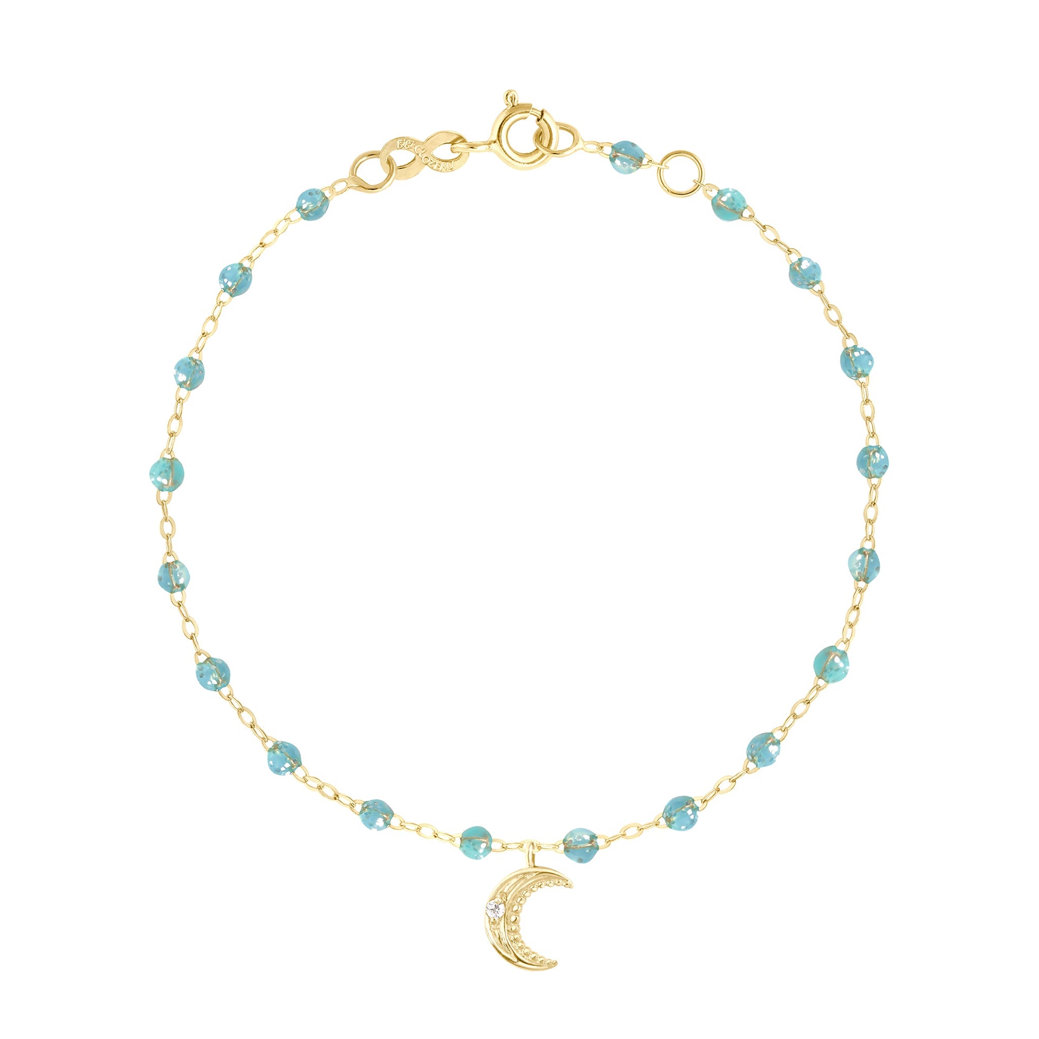 Gigi Clozeau - Bracelet aqua Lune, diamants, or jaune, 17 cm