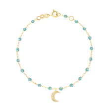 Gigi Clozeau - Bracelet aqua Lune, diamants, or jaune, 17 cm