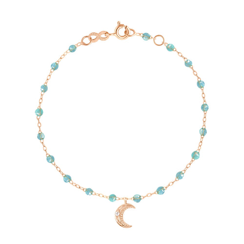 Gigi Clozeau - Bracelet aqua Lune, diamants, or rose, 17 cm