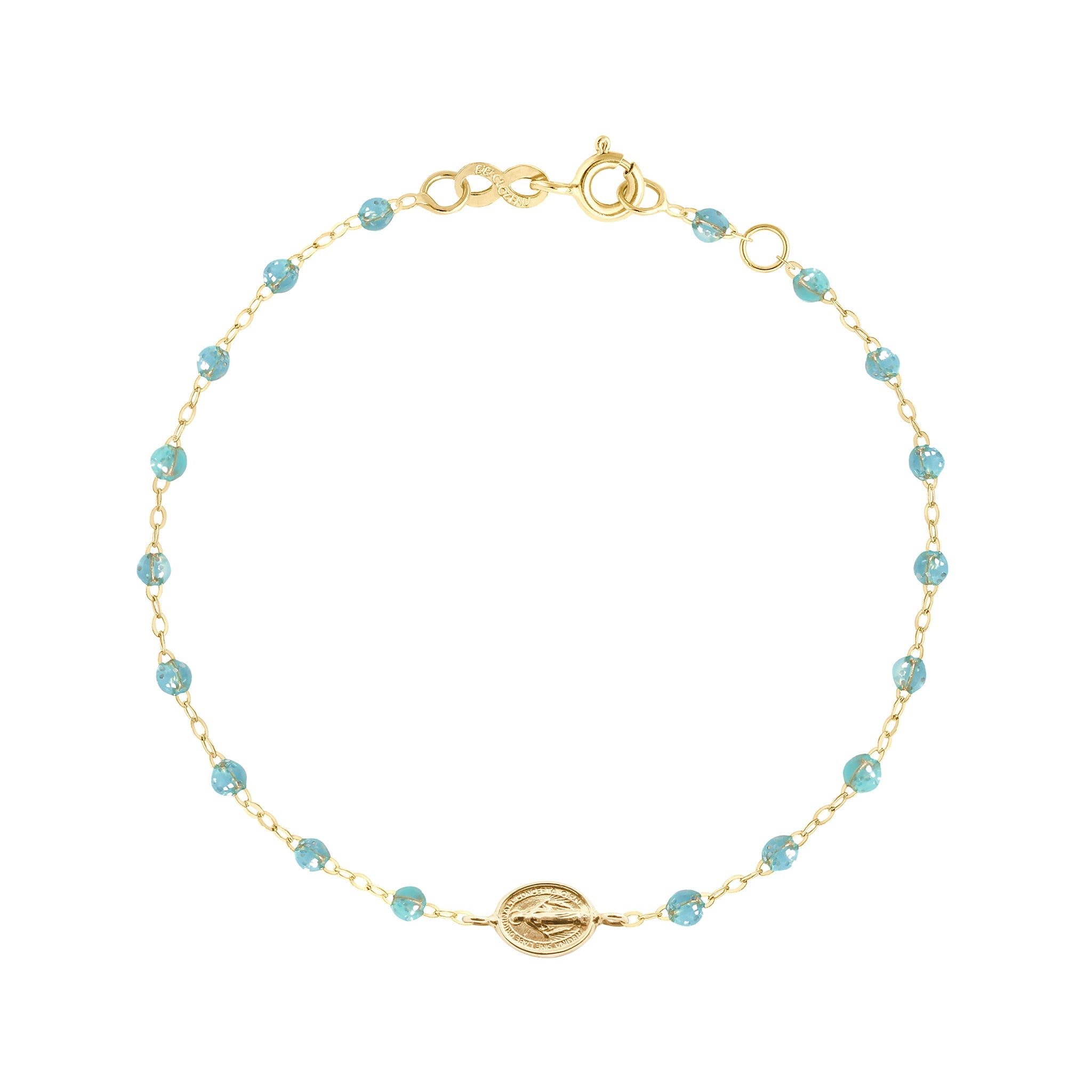 Gigi Clozeau - Bracelet aqua Madone or jaune, 17 cm