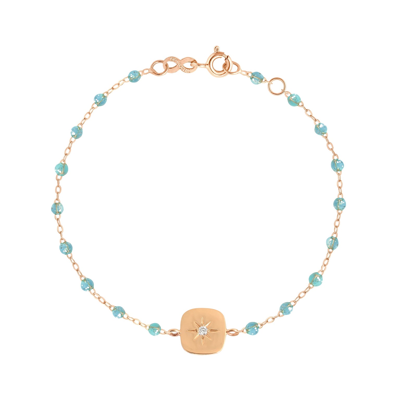 Gigi Clozeau - Bracelet aqua Miss Gigi diamant, or rose, 17 cm