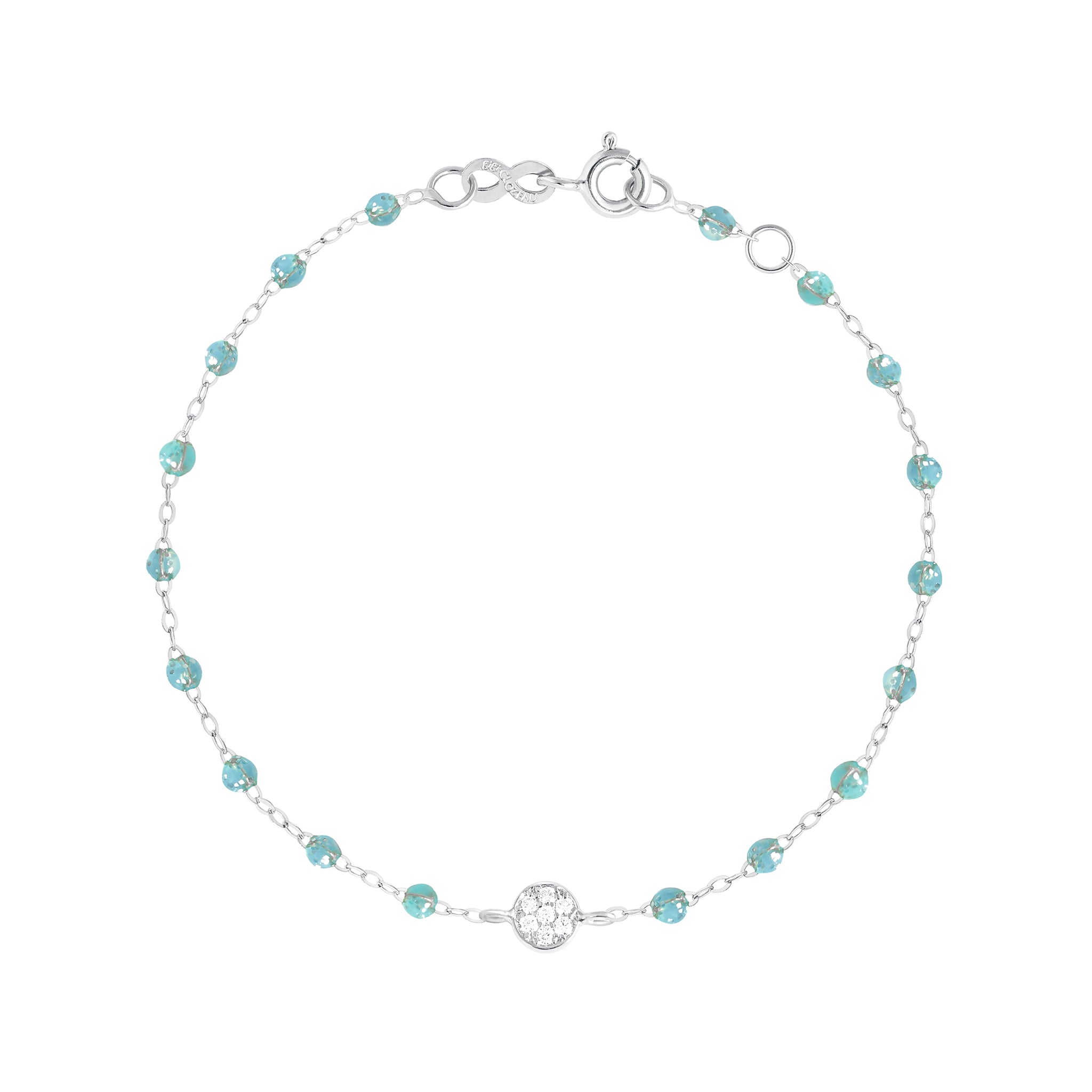 Gigi Clozeau - Bracelet aqua Puce diamants, or blanc, 17 cm