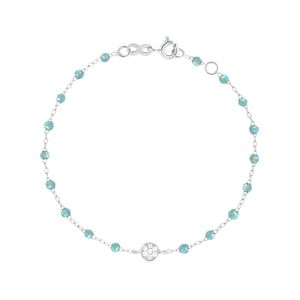 Gigi Clozeau - Bracelet aqua Puce diamants, or blanc, 17 cm