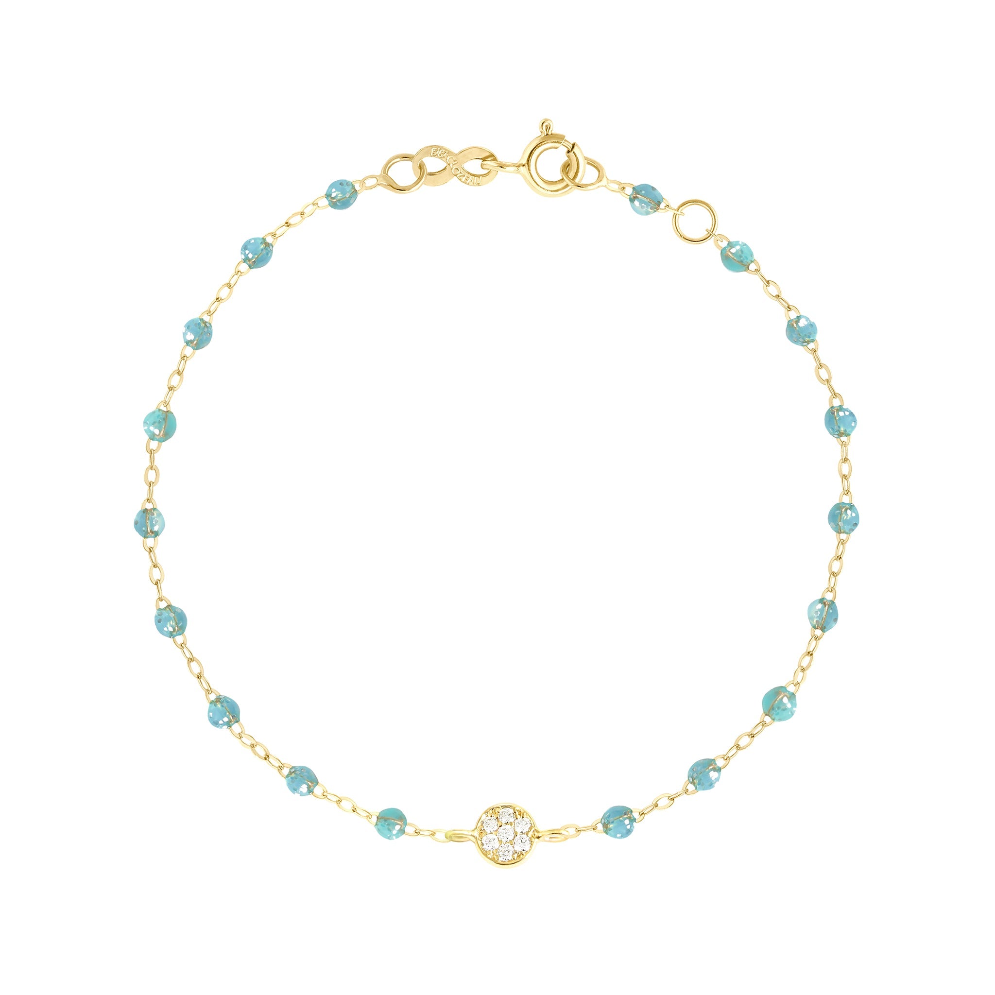 Gigi Clozeau - Bracelet aqua Puce diamants, or jaune, 17 cm