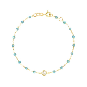 Gigi Clozeau - Bracelet aqua Puce diamants, or jaune, 17 cm