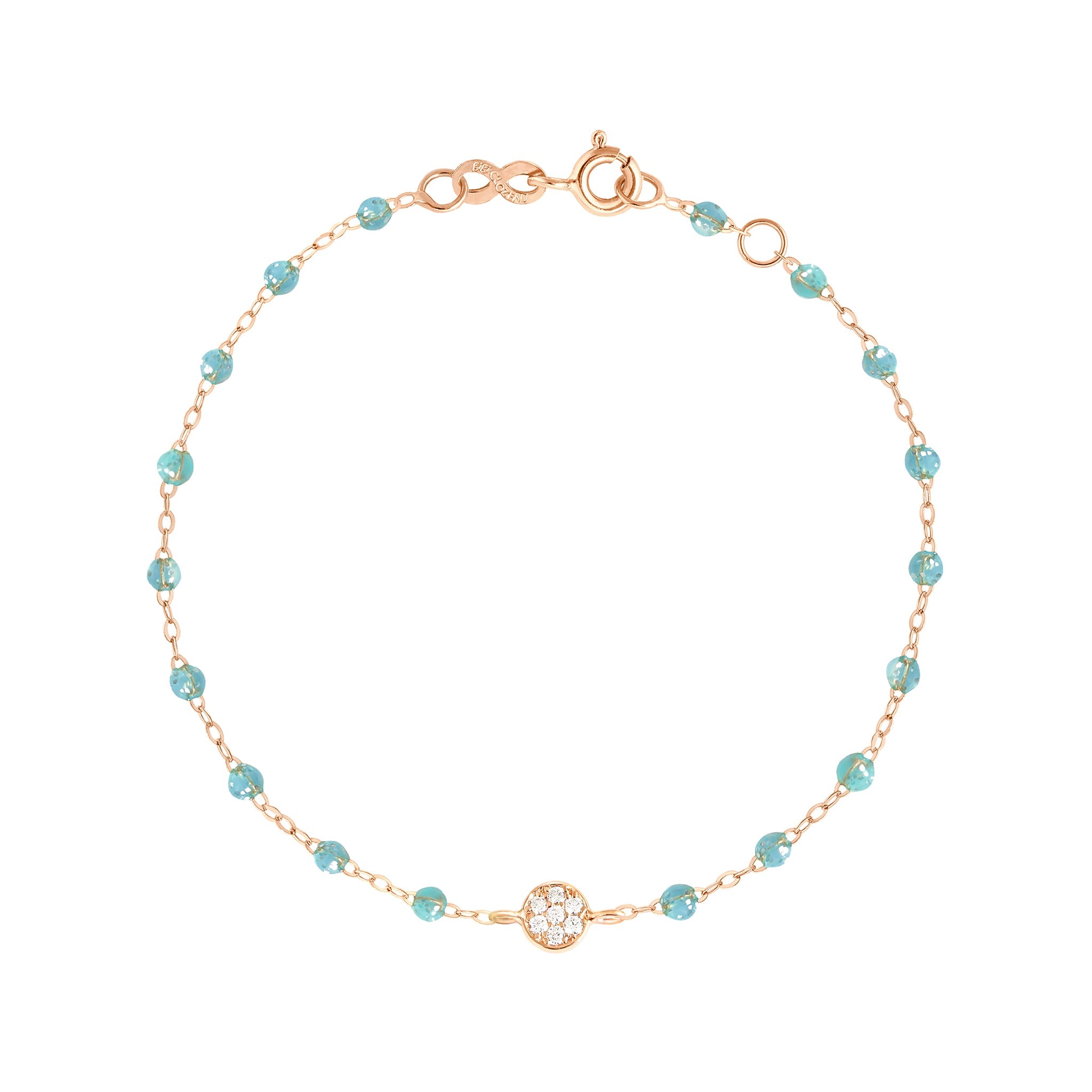 Gigi Clozeau - Bracelet aqua Puce diamants, or rose, 17 cm