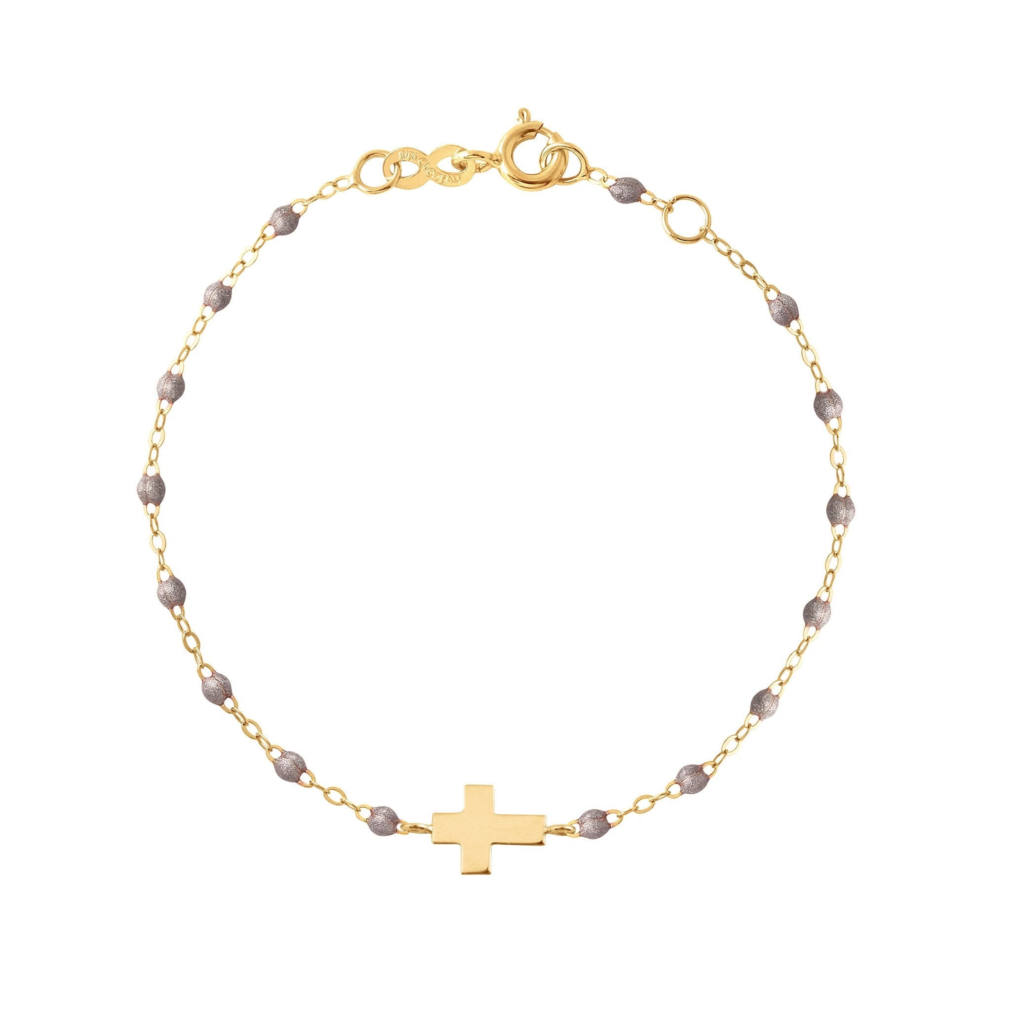 Cross Charm Classic Gigi Silver bracelet, Yellow Gold, 17 cm