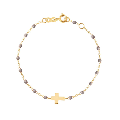 Gigi Clozeau - Bracelet argent Croix, or jaune, 17cm