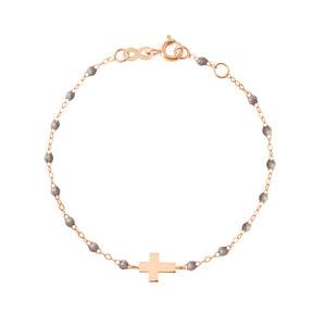 Gigi Clozeau - Bracelet argent Croix, or rose, 17cm