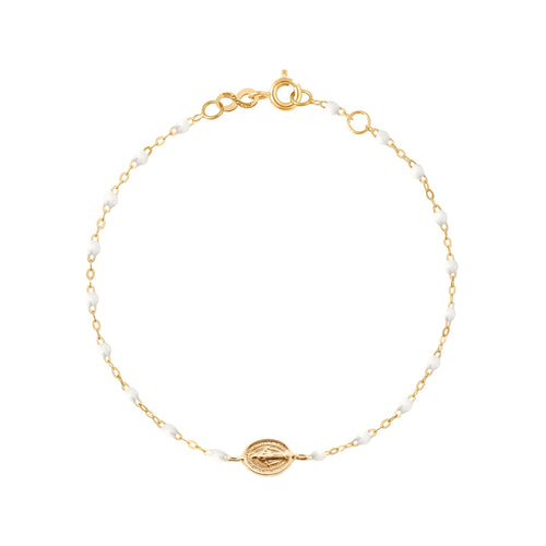 Gigi Clozeau - Bracelet bébé blanc Madone or jaune, 13 cm