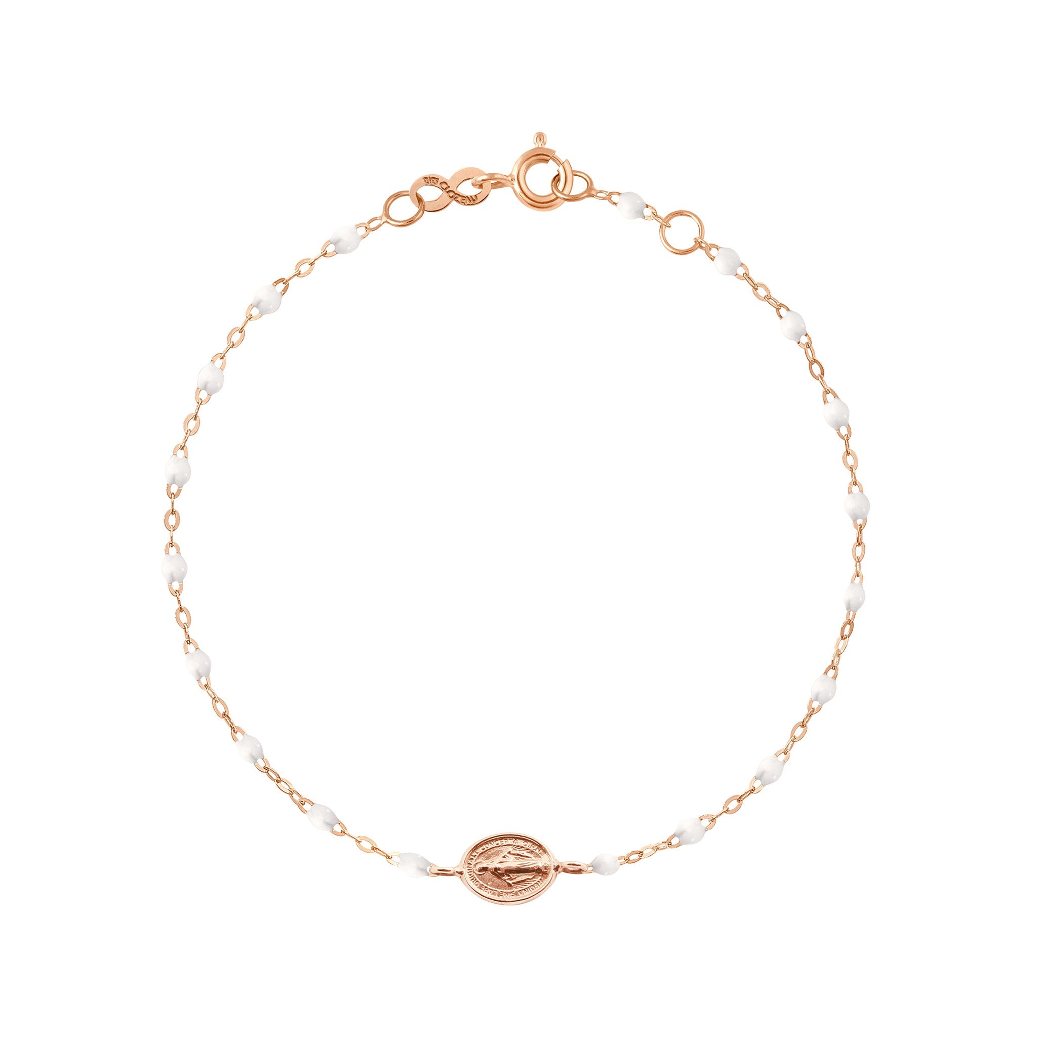 Gigi Clozeau - Bracelet bébé blanc Madone or rose, 13 cm