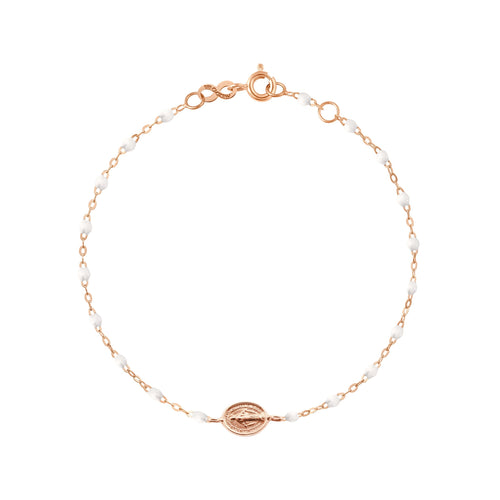 Gigi Clozeau - Bracelet bébé blanc Madone or rose, 13 cm