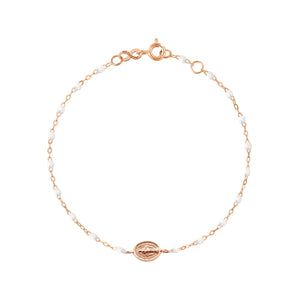 Gigi Clozeau - Bracelet bébé blanc Madone or rose, 13 cm