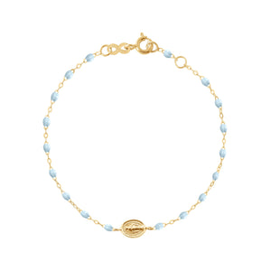 Gigi Clozeau - Bracelet bébé bleu layette Madone or jaune, 13 cm
