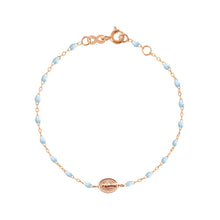 Gigi Clozeau - Bracelet bébé bleu layette Madone or rose, 13 cm