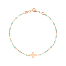 Gigi Clozeau - Bracelet bébé jade Croix, or rose, 13 cm