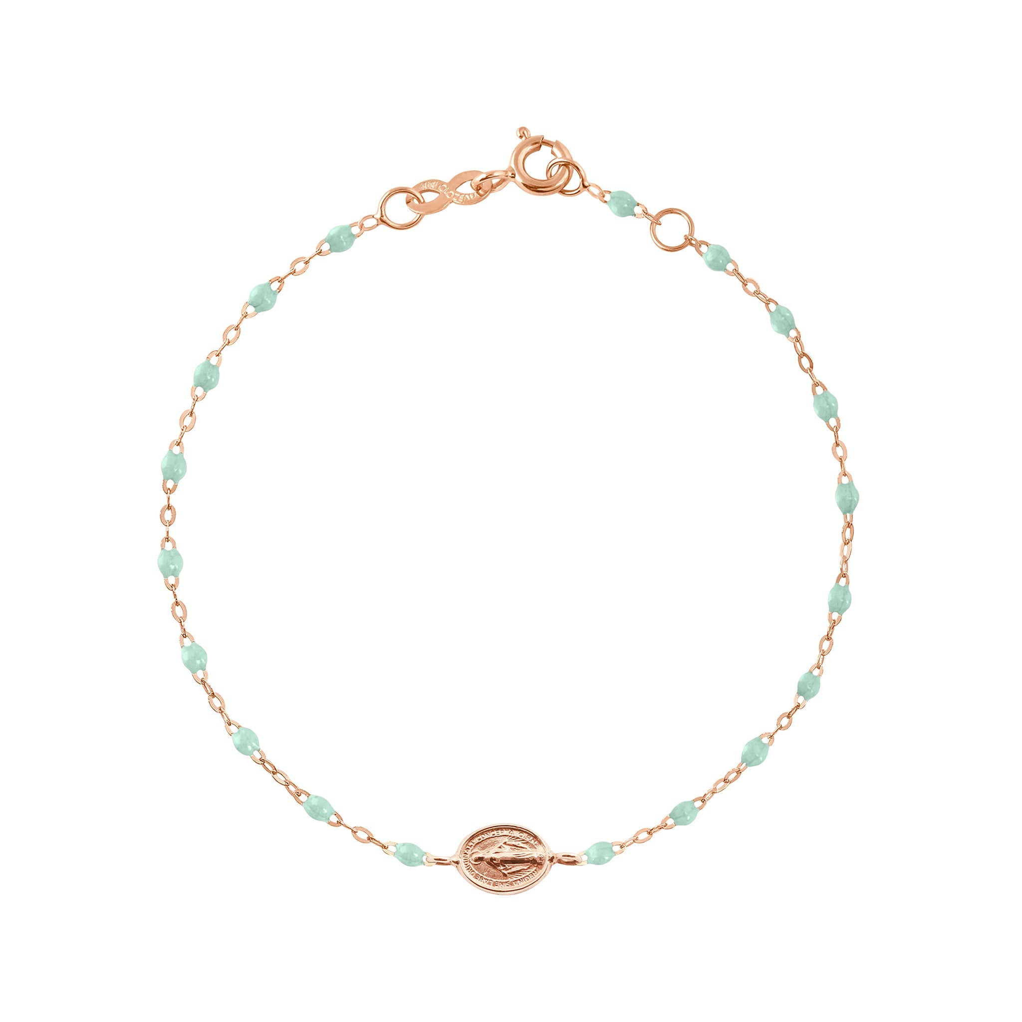 Gigi Clozeau - Bracelet bébé jade Madone or rose, 13 cm