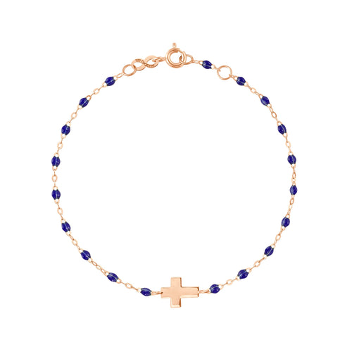 Gigi Clozeau - Bracelet bébé prusse Croix, or rose, 13 cm