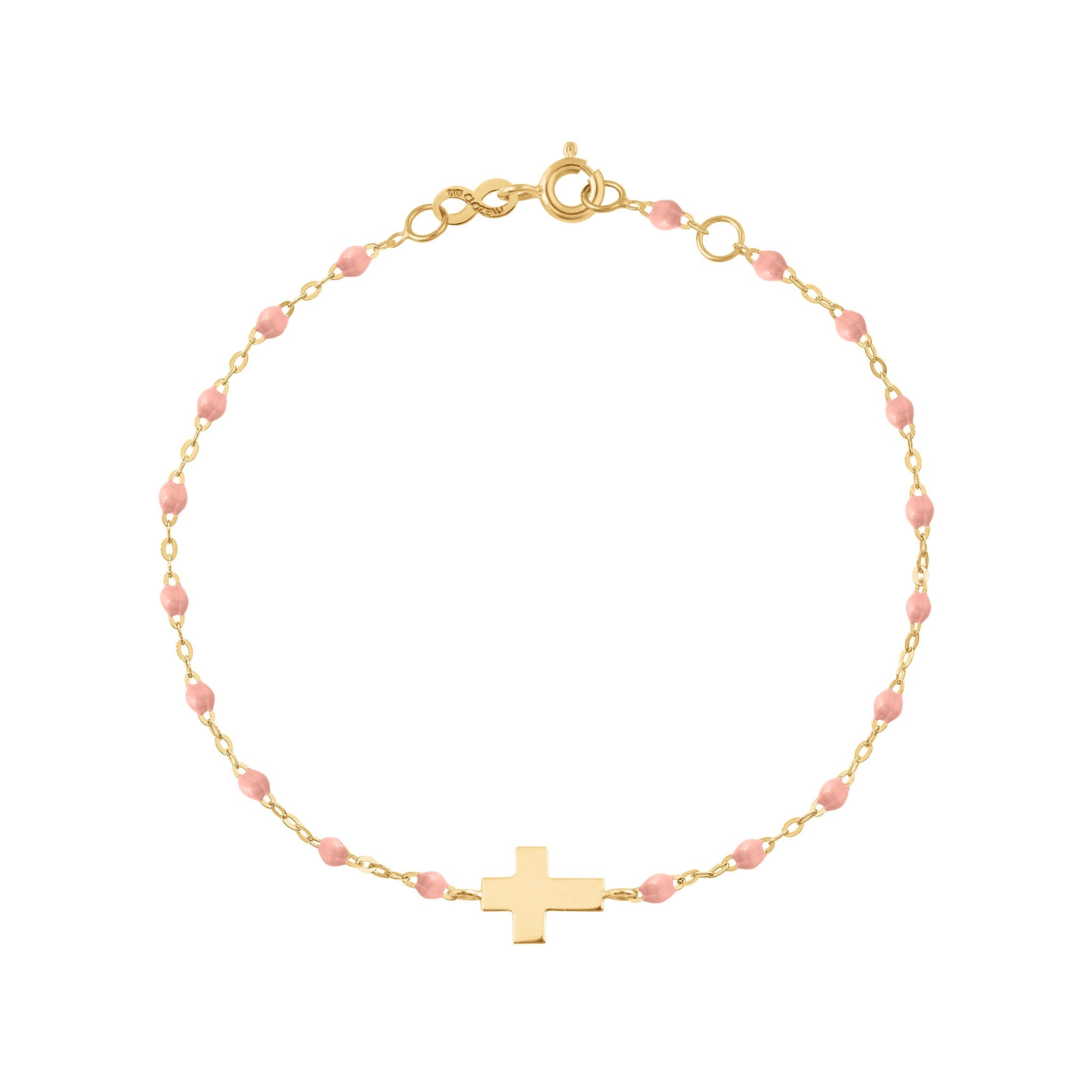 Gigi Clozeau - Bracelet bébé rose bébé Croix, or jaune, 13 cm