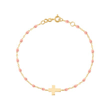 Gigi Clozeau - Bracelet bébé rose bébé Croix, or jaune, 13 cm