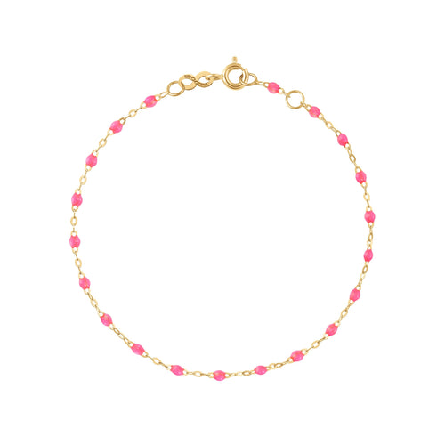 Gigi Clozeau - Bracelet bébé rose fluo Classique Gigi, or jaune, 13 cm