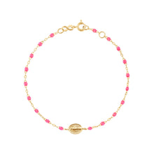 Gigi Clozeau - Bracelet bébé rose fluo Madone or jaune, 13 cm