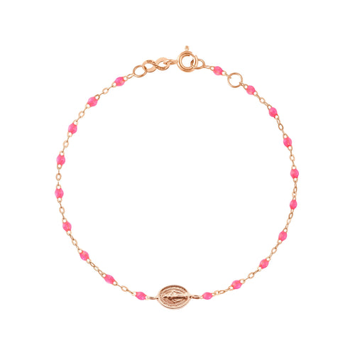 Gigi Clozeau - Bracelet bébé rose fluo Madone or rose, 13 cm