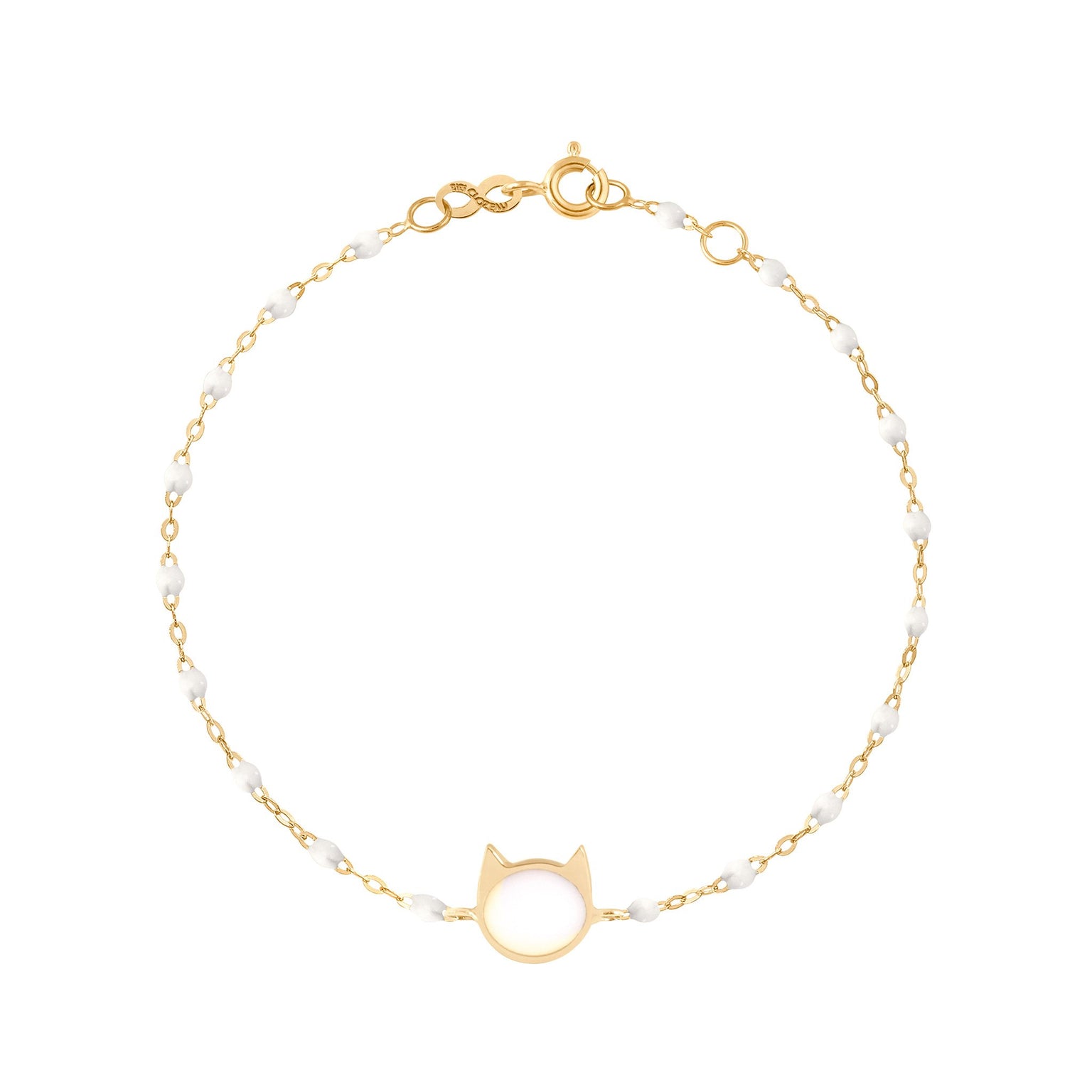 Gigi Clozeau - Bracelet blanc Chat or jaune, 17 cm