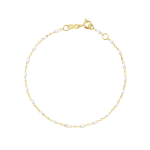 Gigi Clozeau - Bracelet blanc Classique Gigi, or jaune, 17 cm