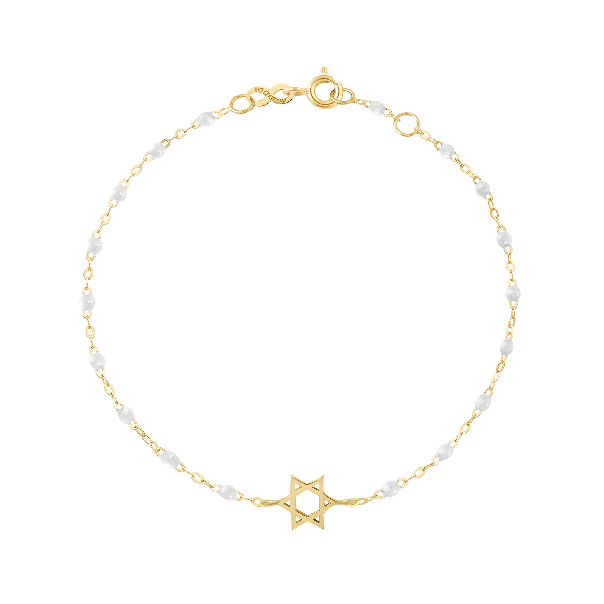 Gigi Clozeau - Bracelet blanc Etoile de David, or jaune, 17 cm