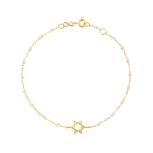 Gigi Clozeau - Bracelet blanc Etoile de David, or jaune, 17 cm