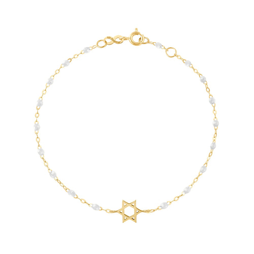 Gigi Clozeau - Bracelet blanc Etoile de David, or jaune, 17 cm