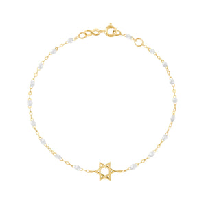 Gigi Clozeau - Bracelet blanc Etoile de David, or jaune, 17 cm