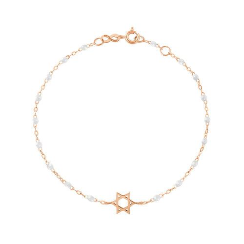 Gigi Clozeau - Bracelet blanc Etoile de David, or rose, 17 cm