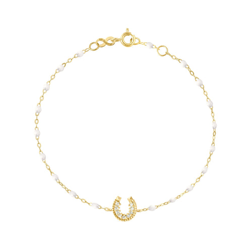 Gigi Clozeau - Bracelet blanc Fer à cheval, diamants, or jaune, 17 cm