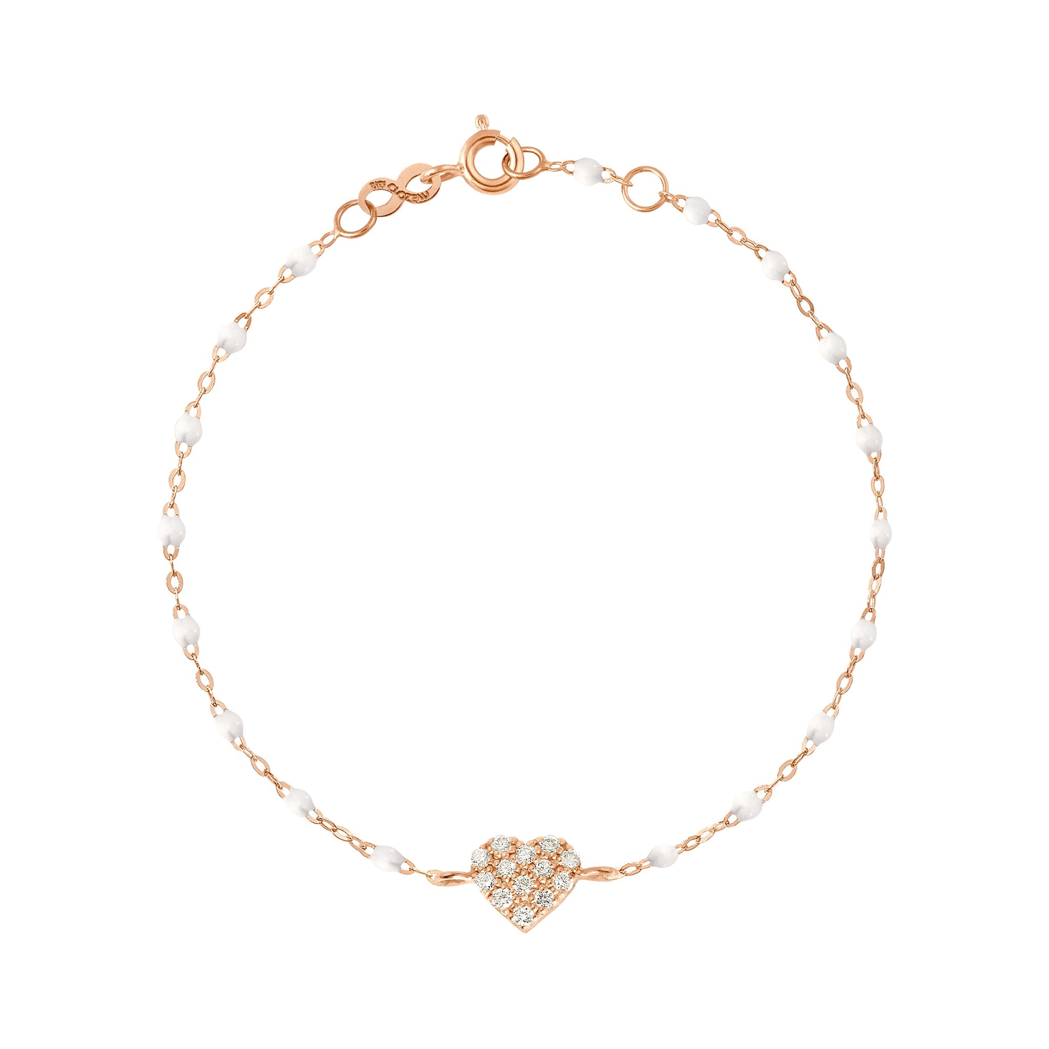 Gigi Clozeau - Bracelet blanc In Love, diamants, or rose, 17 cm