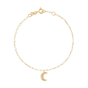 Gigi Clozeau - Bracelet blanc Lune, diamants, or jaune, 17 cm