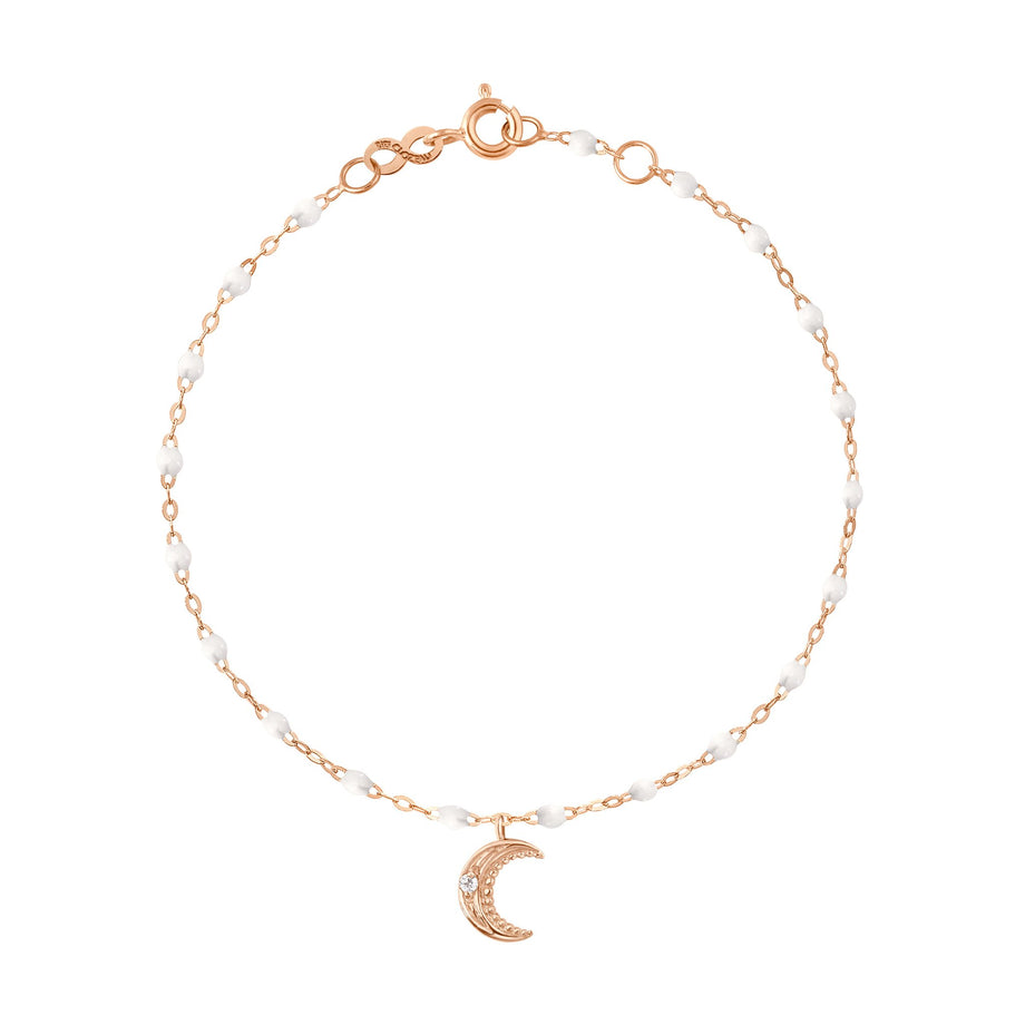 Gigi Clozeau - Bracelet blanc Lune, diamants, or rose, 17 cm
