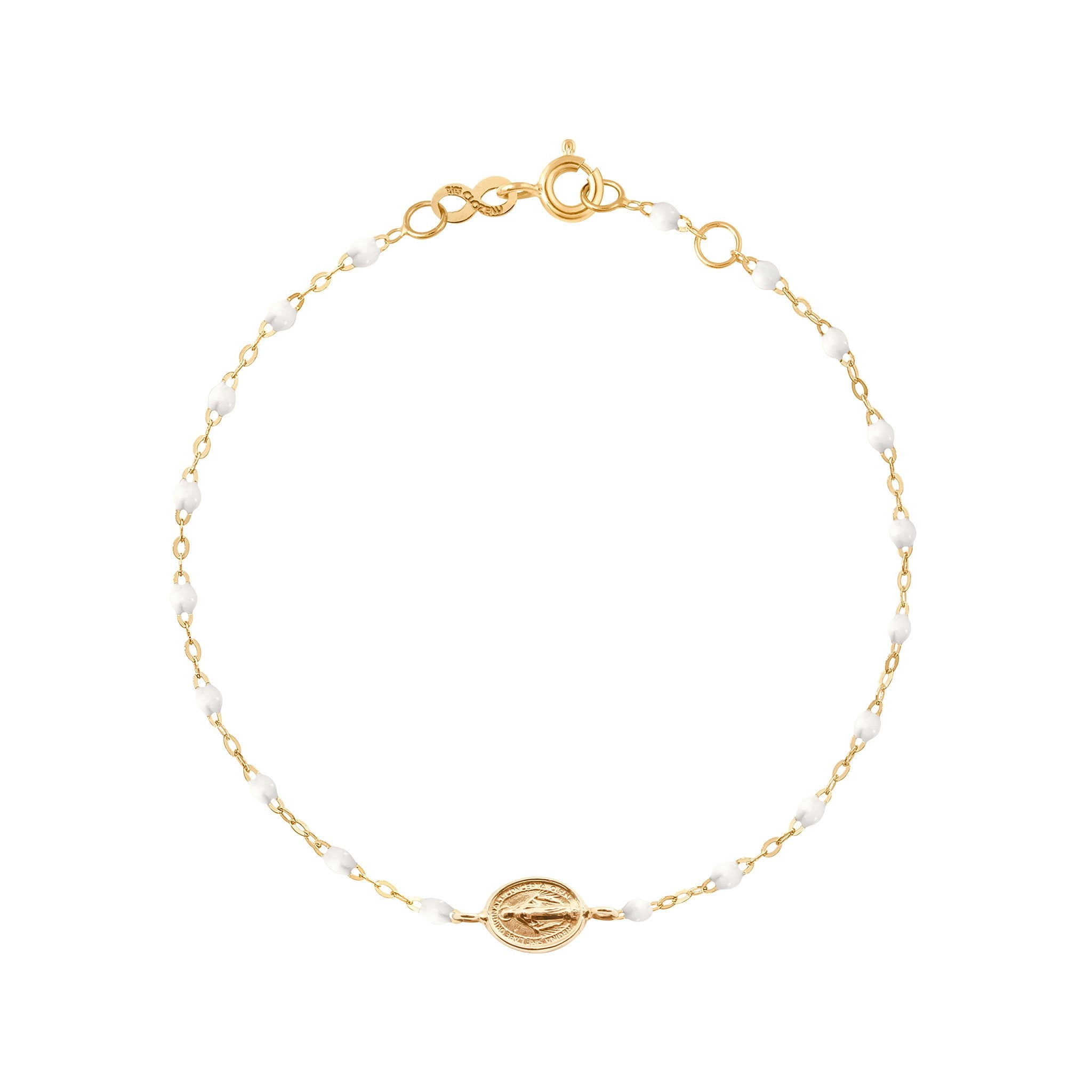 Gigi Clozeau - Bracelet blanc Madone or jaune, 17 cm