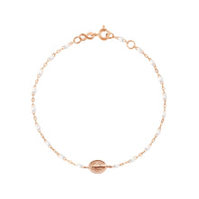 Gigi Clozeau - Bracelet blanc Madone or rose, 17 cm