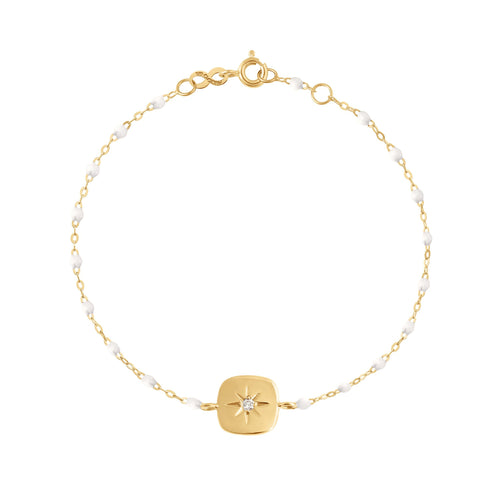 Gigi Clozeau - Bracelet blanc Miss Gigi diamant, or jaune, 17 cm