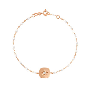 Gigi Clozeau - Bracelet blanc Miss Gigi diamant, or rose, 17 cm