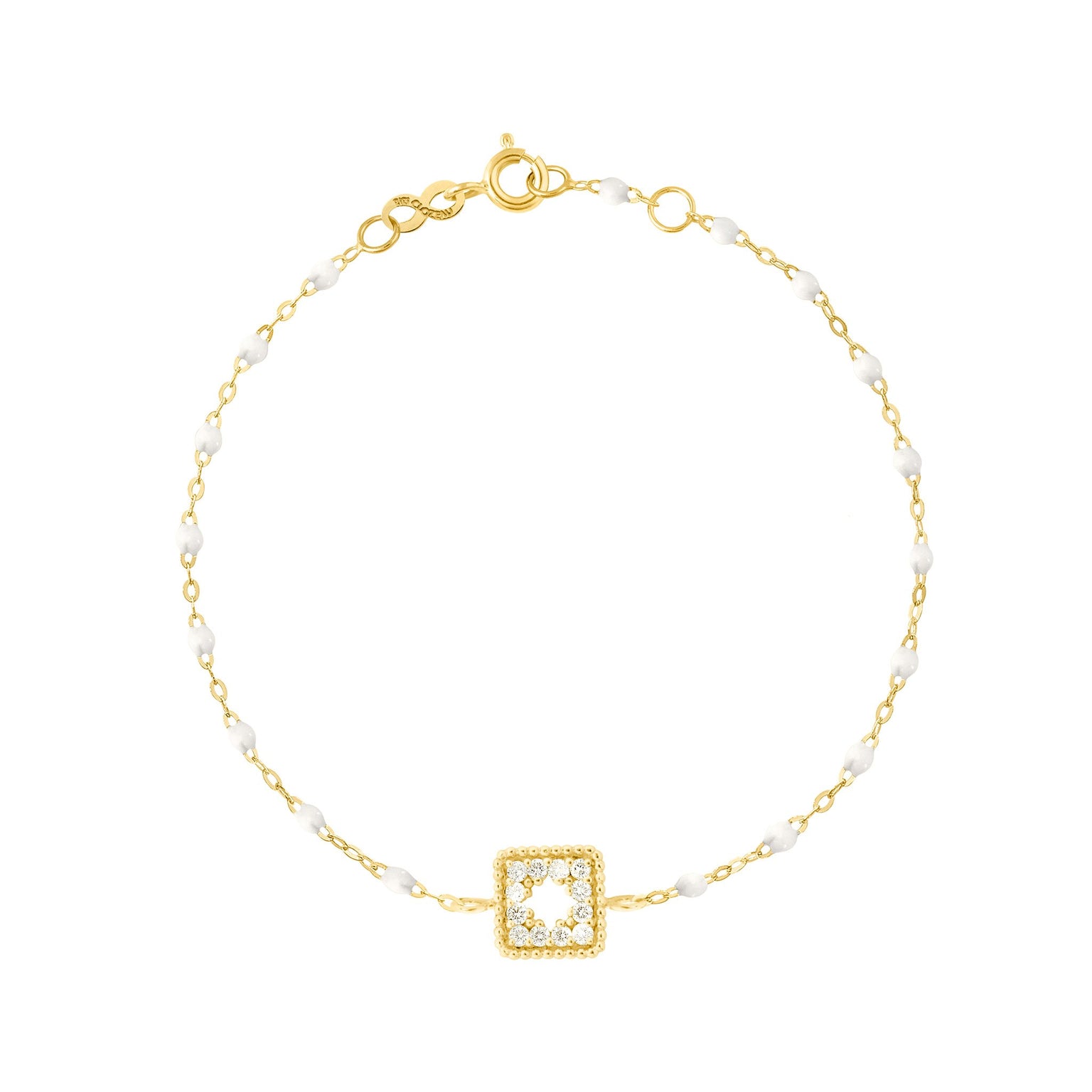 Gigi Clozeau - Bracelet blanc Trésor, diamants, or jaune, 17 cm