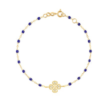 Gigi Clozeau - Bracelet bleu de prusse Lucky Trèfle, diamants, or jaune, 17 cm