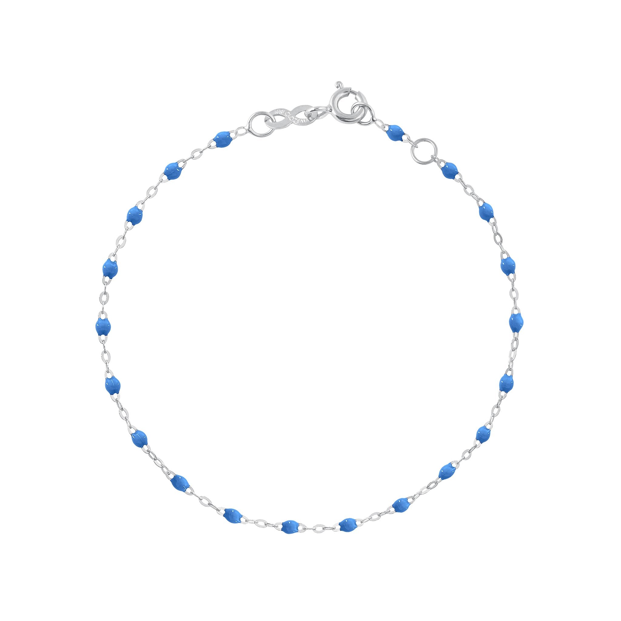 Gigi Clozeau - Bracelet bleu fluo Classique Gigi, or blanc, 18 cm